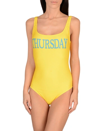 Shop Alberta Ferretti Woman One-piece Swimsuit Yellow Size 10 Polyester, Elastane