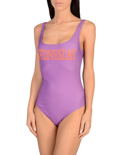 Shop Alberta Ferretti Woman One-piece Swimsuit Purple Size 8 Polyester, Elastane