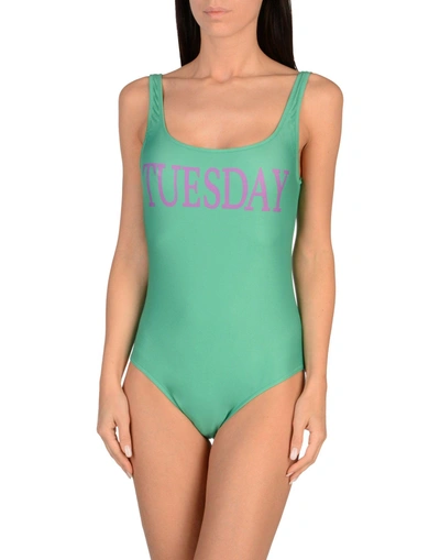 Shop Alberta Ferretti Woman One-piece Swimsuit Green Size 8 Polyester, Elastane