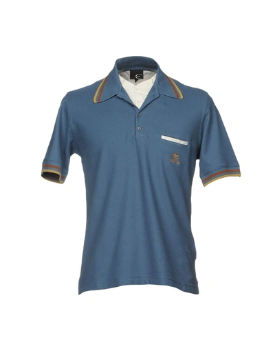 Shop Just Cavalli Polo Shirts In Slate Blue