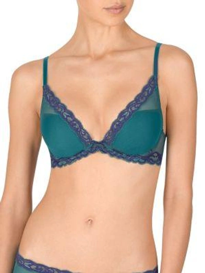 Shop Natori Foundations Feathers Lace Contour Bra In Blue Green