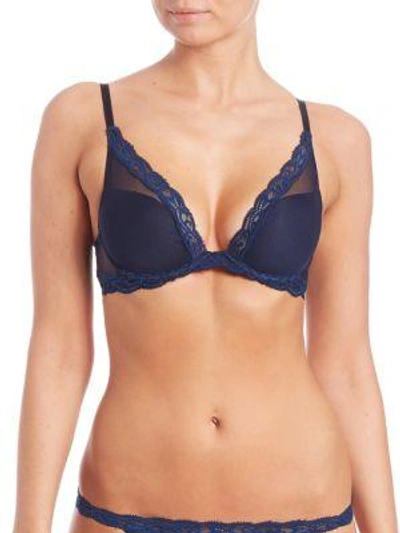 Shop Natori Foundations Feathers Lace Contour Bra In Blue Green