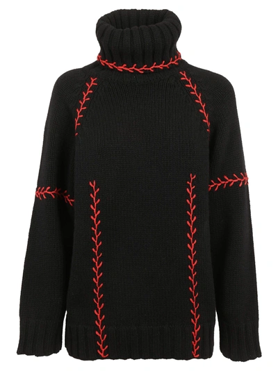 Shop Alexander Mcqueen Floral Embroidery Sweater In Black