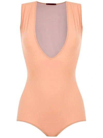 Shop À La Garçonne V-neck Bodysuit - Neutrals