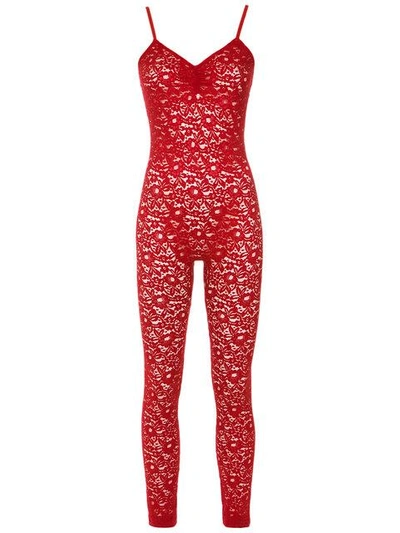 Shop À La Garçonne Lace Jumpsuit - Red