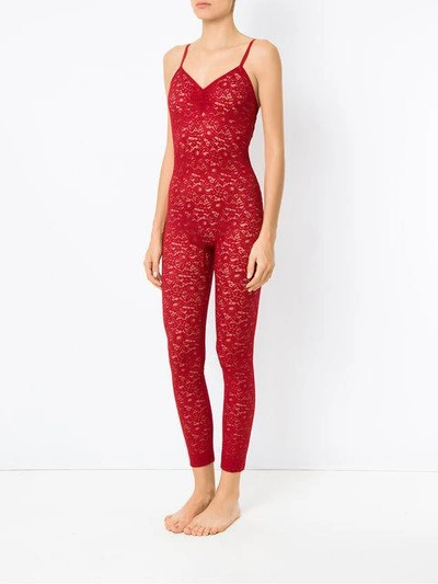Shop À La Garçonne Lace Jumpsuit - Red