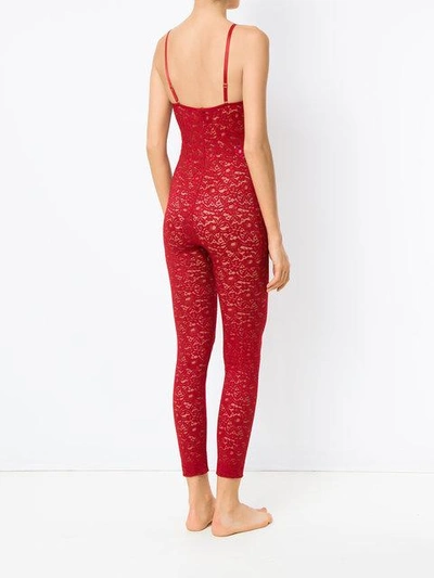 Shop À La Garçonne Lace Jumpsuit - Red