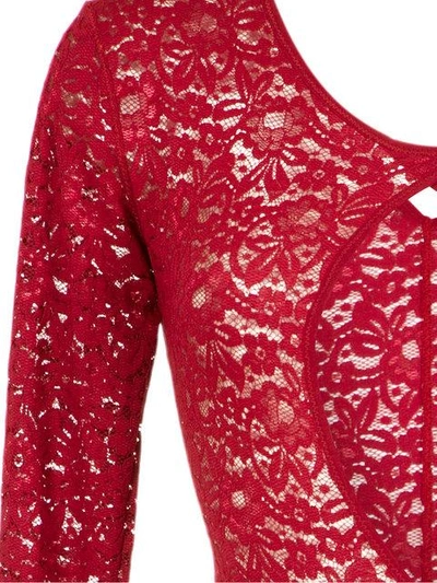 Shop À La Garçonne Cut Out Lace Bodysuit In Red