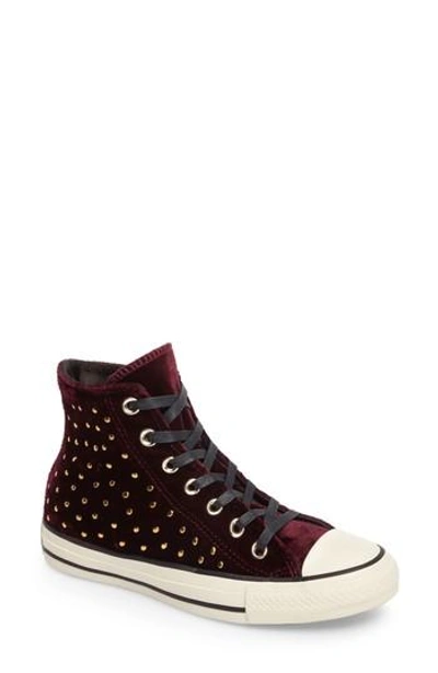 Women s Chuck Taylor Hi Velvet Stud Casual Sneakers From Finish Line In Red