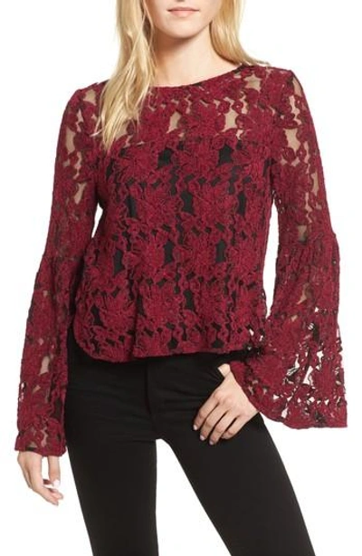 Shop Cupcakes And Cashmere Florent Crochet Top In Beet Red