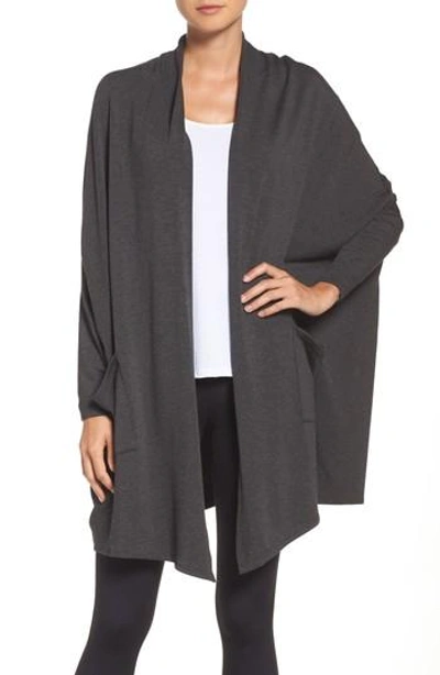 Shop Beyond Yoga Easy Rider Origami Cardigan In Charcoal Heather Gray