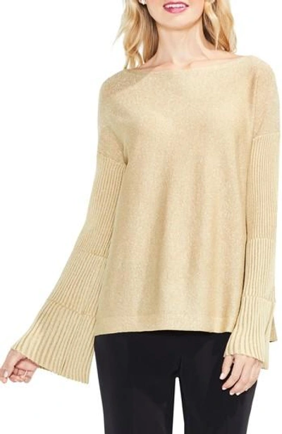 Shop Vince Camuto Sparkly Bell Sleeve Sweater In Bisque