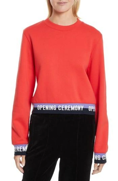 Shop Opening Ceremony Elastic Logo Crop Sweatshirt In Red
