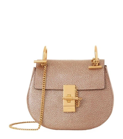 Shop Chloé Mini Metallic Drew Shoulder Bag In Gold