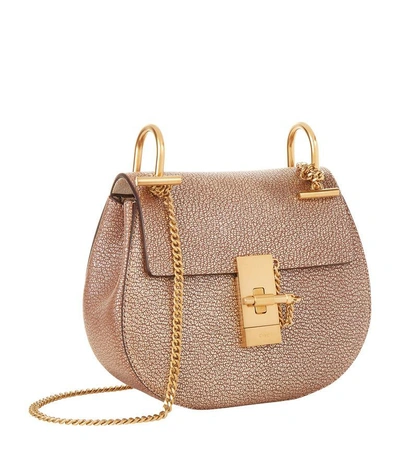 Shop Chloé Mini Metallic Drew Shoulder Bag In Gold