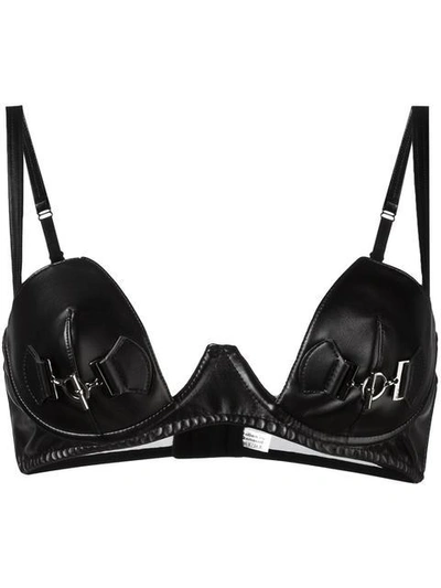 Shop Folies By Renaud Faux Leather Plunge Bra In Black