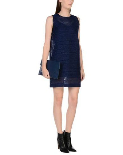 Shop Msgm Short Dresses In Dark Blue