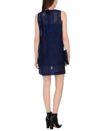 Shop Msgm Short Dresses In Dark Blue