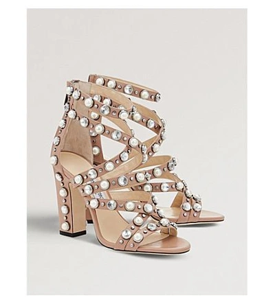 Shop Jimmy Choo Moore 100 Embellished Leather Heeled Sandals In Ballet Pink