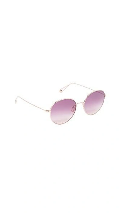 Shop Garrett Leight Valencia Sunglasses In Rose Gold/lavender