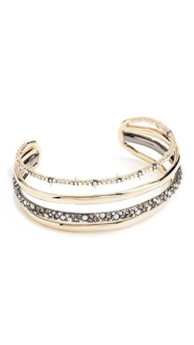 Shop Alexis Bittar Orbit Cuff Bracelet In Gold With Ruthenium