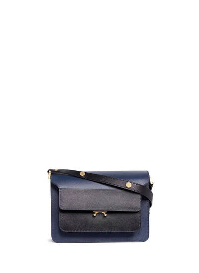 Shop Marni 'trunk' Colourblock Saffiano Leather Shoulder Bag