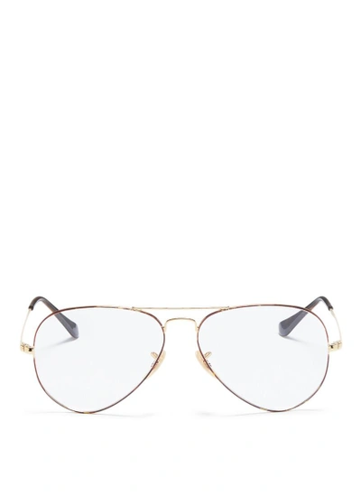 Shop Ray Ban 'aviator Optics' Tortoiseshell Front Metal Optical Glasses