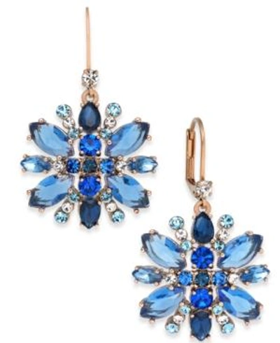Shop Kate Spade New York Crystal Snowflake Drop Earrings In Navy