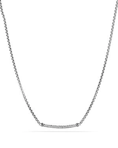 Shop David Yurman Petite Pave Metro Chain Necklace With Diamonds In Silver/white