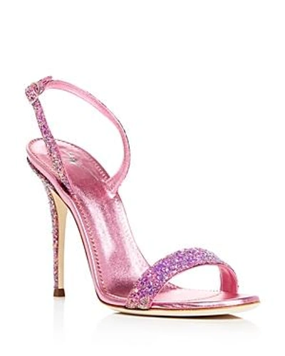 Shop Giuseppe Zanotti Women's Glittered Leather Slingback High-heel Sandals - 100% Exclusive In Fuxia Pink