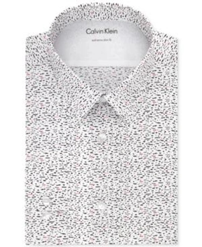 Shop Calvin Klein X Men's Extra-slim Fit Thermal Stretch Performance Black Print Dress Shirt In Licorice