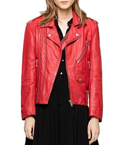 Shop Zadig & Voltaire Liya Deluxe Leather Moto Jacket In Red