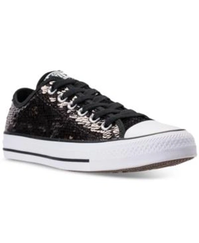 Shop Converse Women's Chuck Taylor Ox Sequin Casual Sneakers From Finish Line In Gunmetal