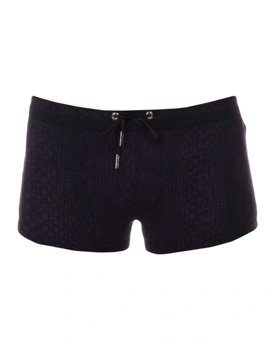 Shop Roberto Cavalli Beachwear Swim Trunks In Dark Purple