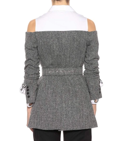 Shop Monse Wool Herringbone Jacket In Charcoal