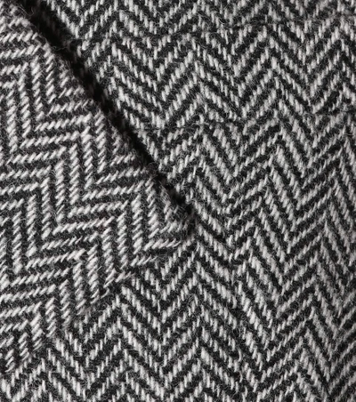 Shop Monse Wool Herringbone Jacket In Charcoal