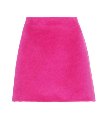 Shop Helmut Lang 2000 Alpaca And Wool Miniskirt In Pink