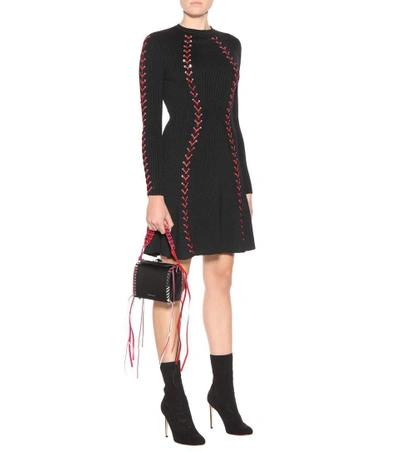 Shop Alexander Mcqueen Silk And Wool-blend Knitted Dress In Llack