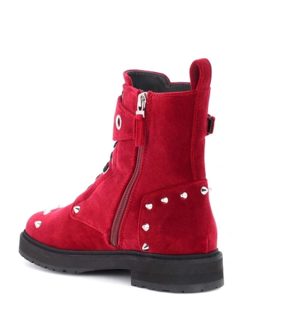 Shop Fendi Velvet Ankle Boots In Red