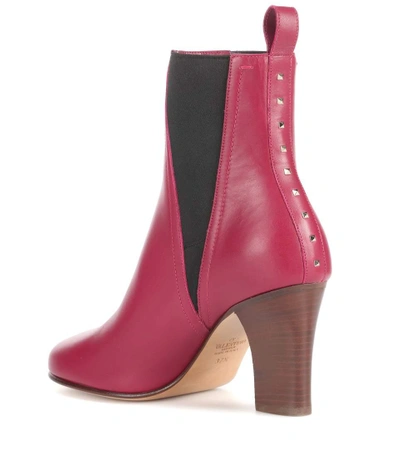 Shop Valentino Leather Ankle Boots In Purple