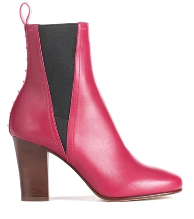 Shop Valentino Leather Ankle Boots In Purple