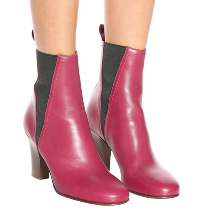 Shop Valentino Leather Ankle Boots In Purple