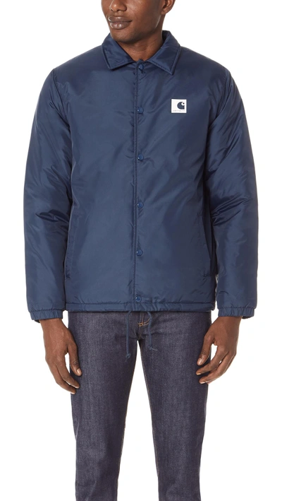 Carhartt Sports Pile Coach Jacket In Steel Navy/wax | ModeSens