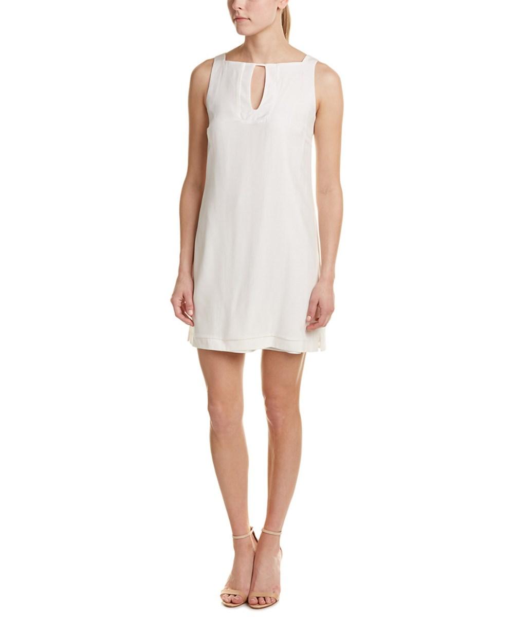 white silk shift dress