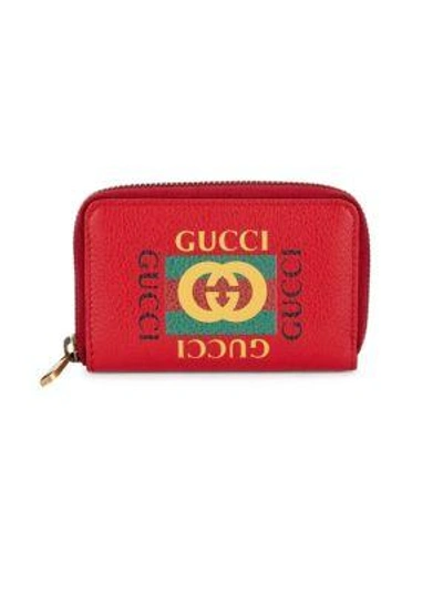 Shop Gucci Leather Zip-around Wallet In Red Multi