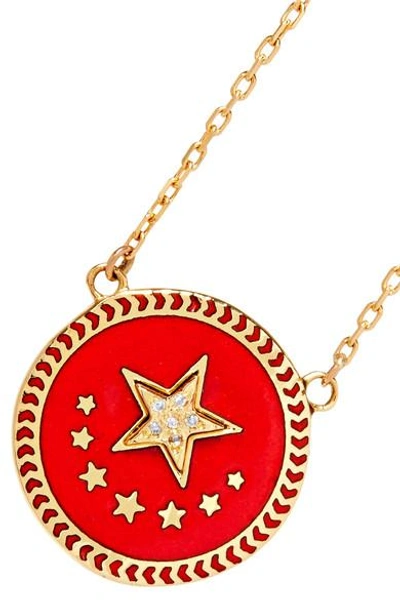 Shop Foundrae Strength 18-karat Gold, Diamond And Enamel Necklace