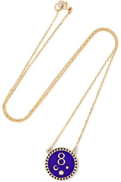 Shop Foundrae Karma 18-karat Gold, Diamond And Enamel Necklace