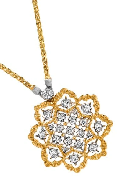 Shop Buccellati Rombi 18k 黄金白金钻石项链