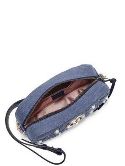 Shop Gucci Gg Marmont Denim Small Camera Bag In Multi