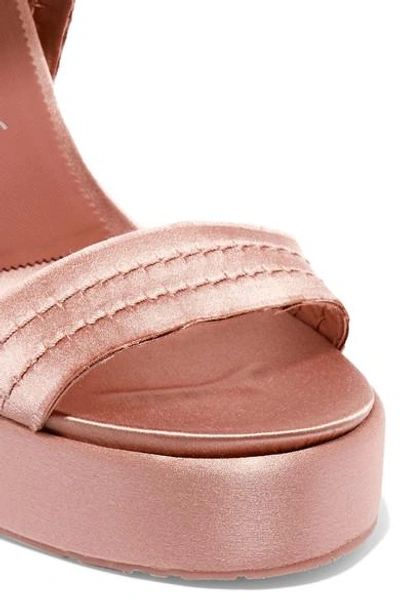 Shop Pedro Garcia Thora Frayed Satin Platform Sandals In Blush